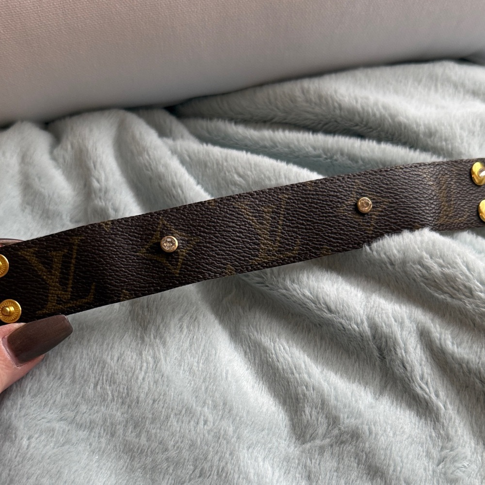 Louis Vuitton Brown Leather Bracelet with Gold Accents, handmade